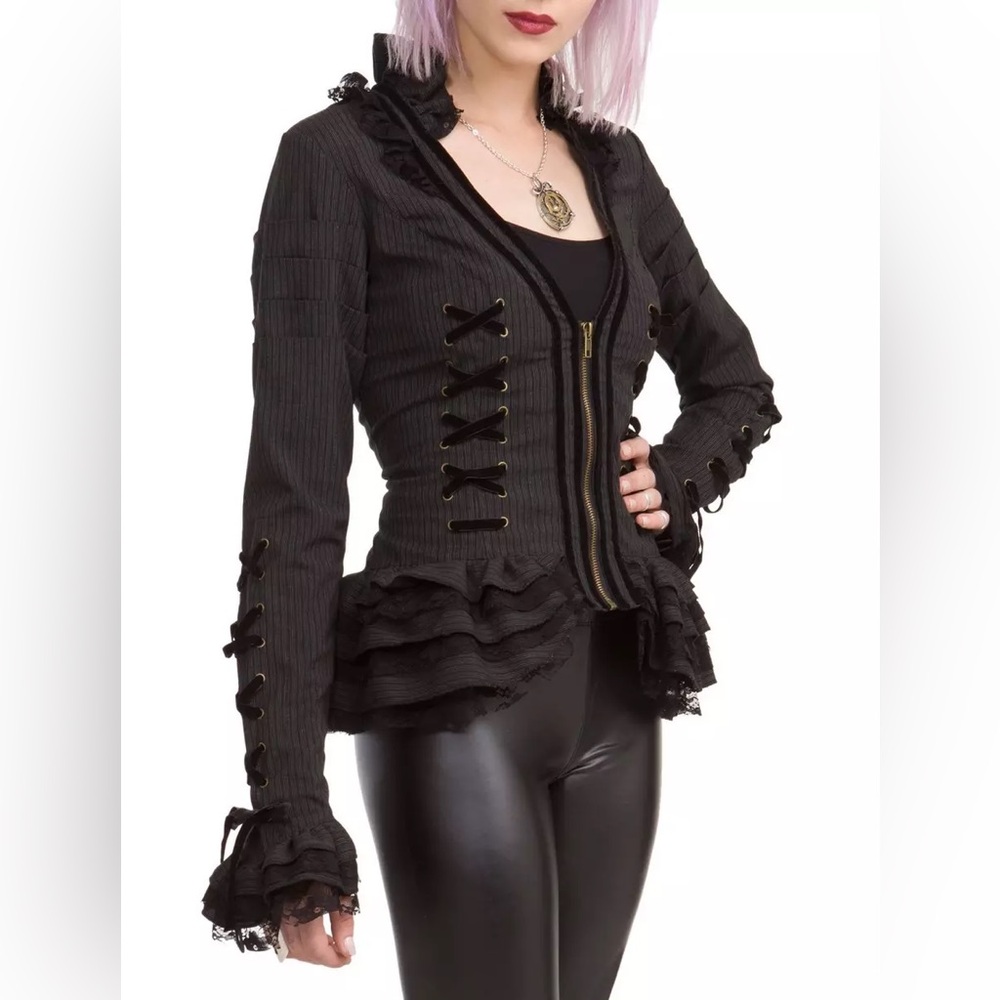 Spin Doctor Florence/Steampunk Jacket, Pinstripe with Corset Laces